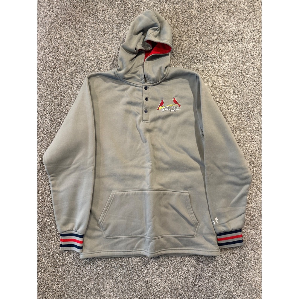 MLB Hoodie Mens XL Gray The Lou St. Louis Cardinals Henley Pullover Mercy